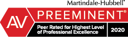 Martindale-Hubbell | AV Preeminent | Peer Rated For Highest Level Of Professional Excellence | 2020